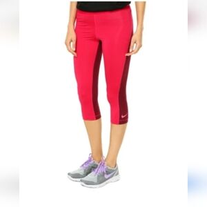 Nike Pro Dry Fit Competition Base Layer Capri Leggings Pink XS